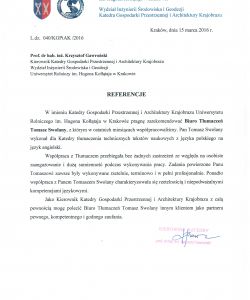 Letter of recommendation from H. Kołłątaj Agricultural University in Kraków